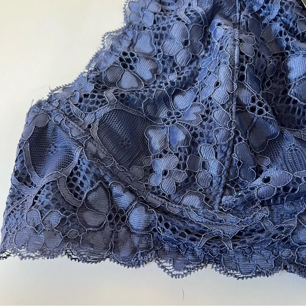 NWT Youmita‎ Blue Halter Lace Bra Large